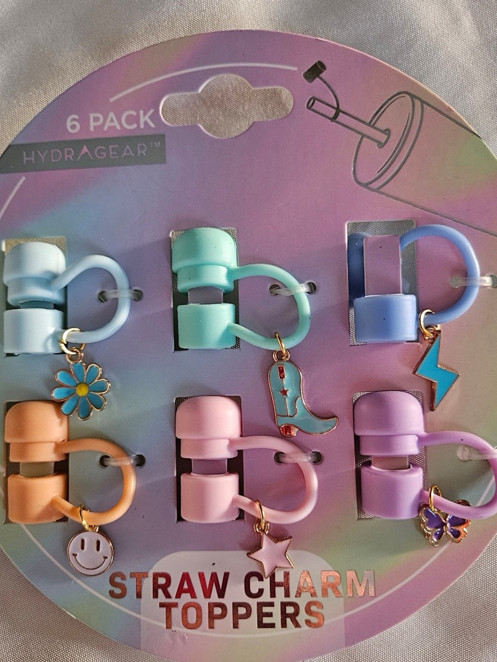 Hydragear Pastel Straw Charm Toppers - 6 Pack